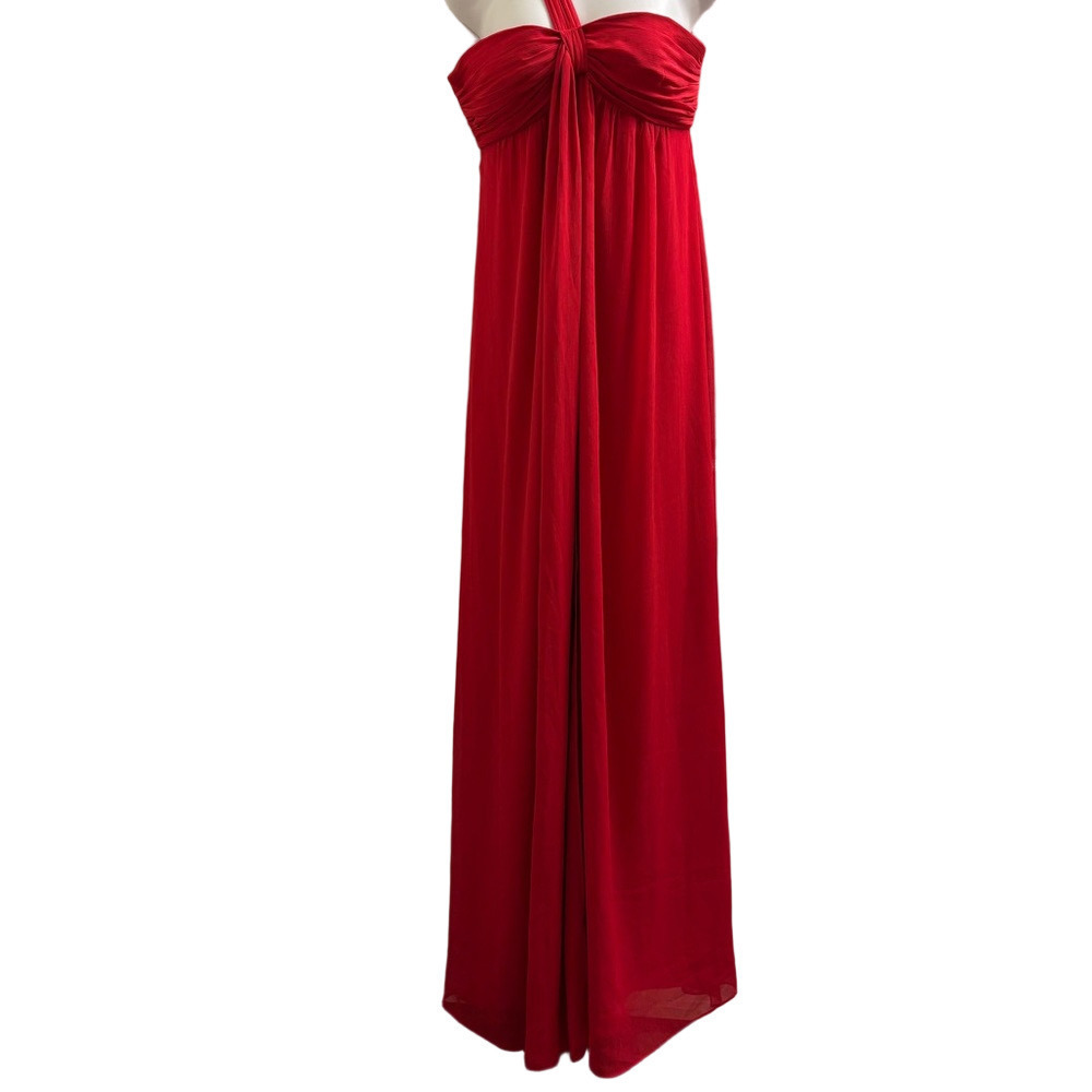 Max & Cleo Red Chiffon one shoulder Maxi Dress NWT